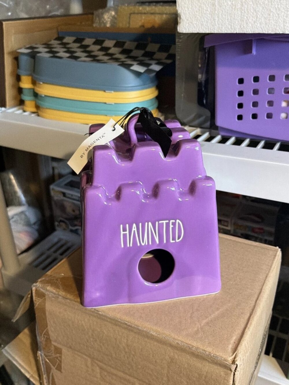 Rae Dunn "HAUNTED" Purple Castle Birdhouse - NWOT